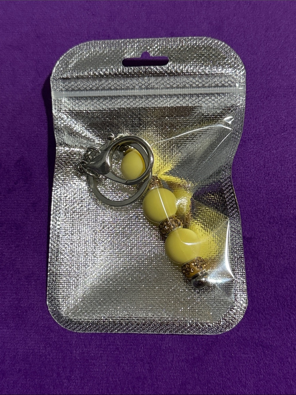 Yellow Beaded Keychain/BagCharm